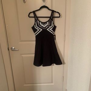 Express black dress with sequin tribal design